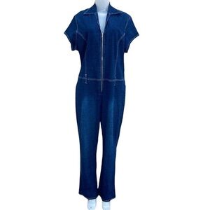 Jamie Nicole Chic Navy Zip-Front Jumpsuit Size 1X